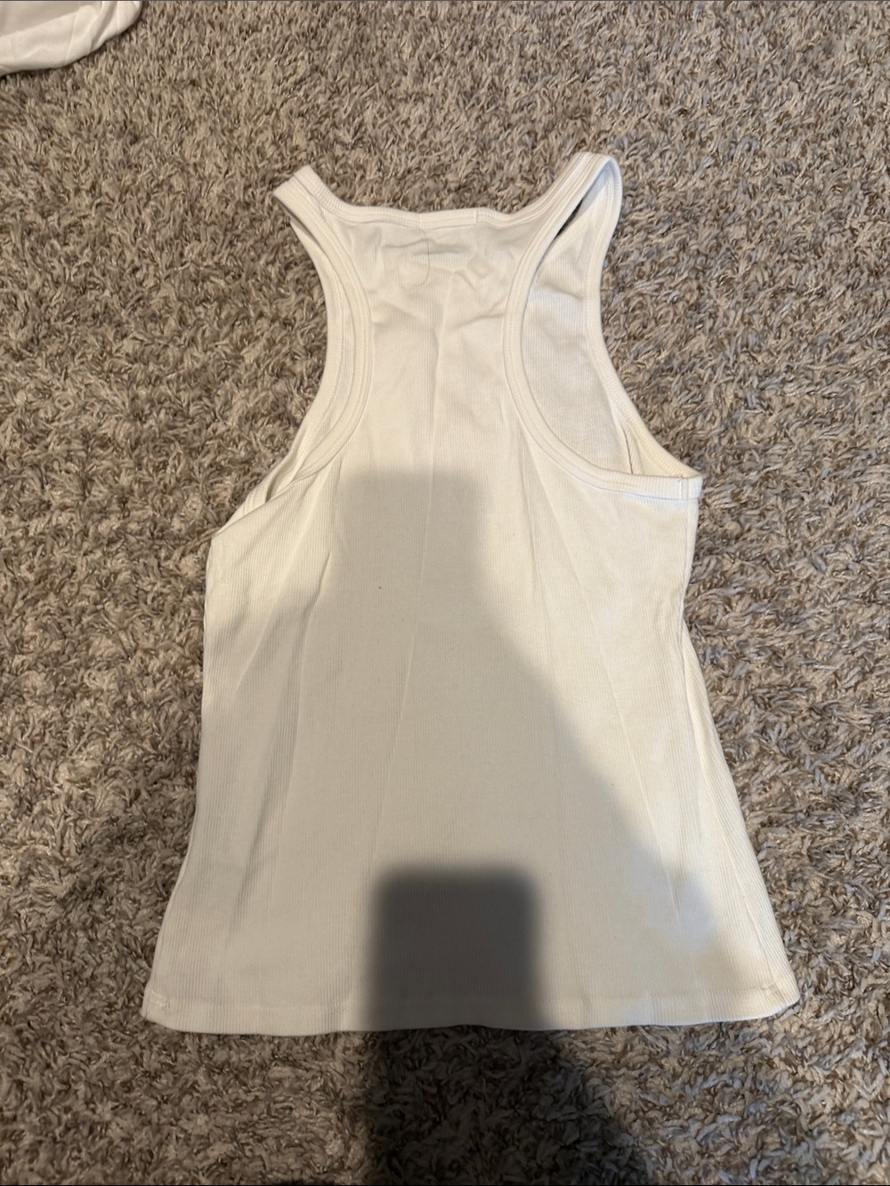 Reformation Cream Ribbed Racerback Tank with Martini Embroidery - Picture 3 of 3